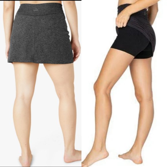Beyond Yoga Pants - Beyond Yoga Spacedye Move It High Waist Skort Skirt Shorts Charcoal Gray Size S